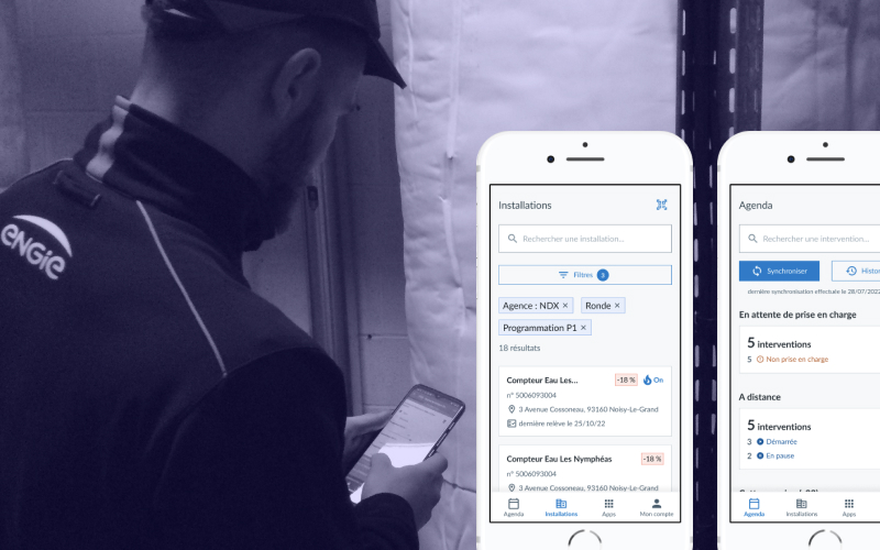 Project picture technician using app