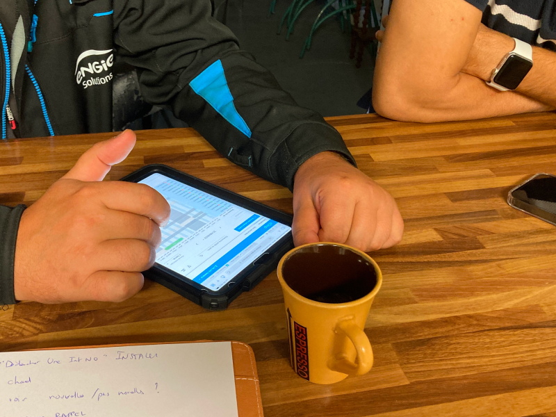 User research observation, technician testing prototype application