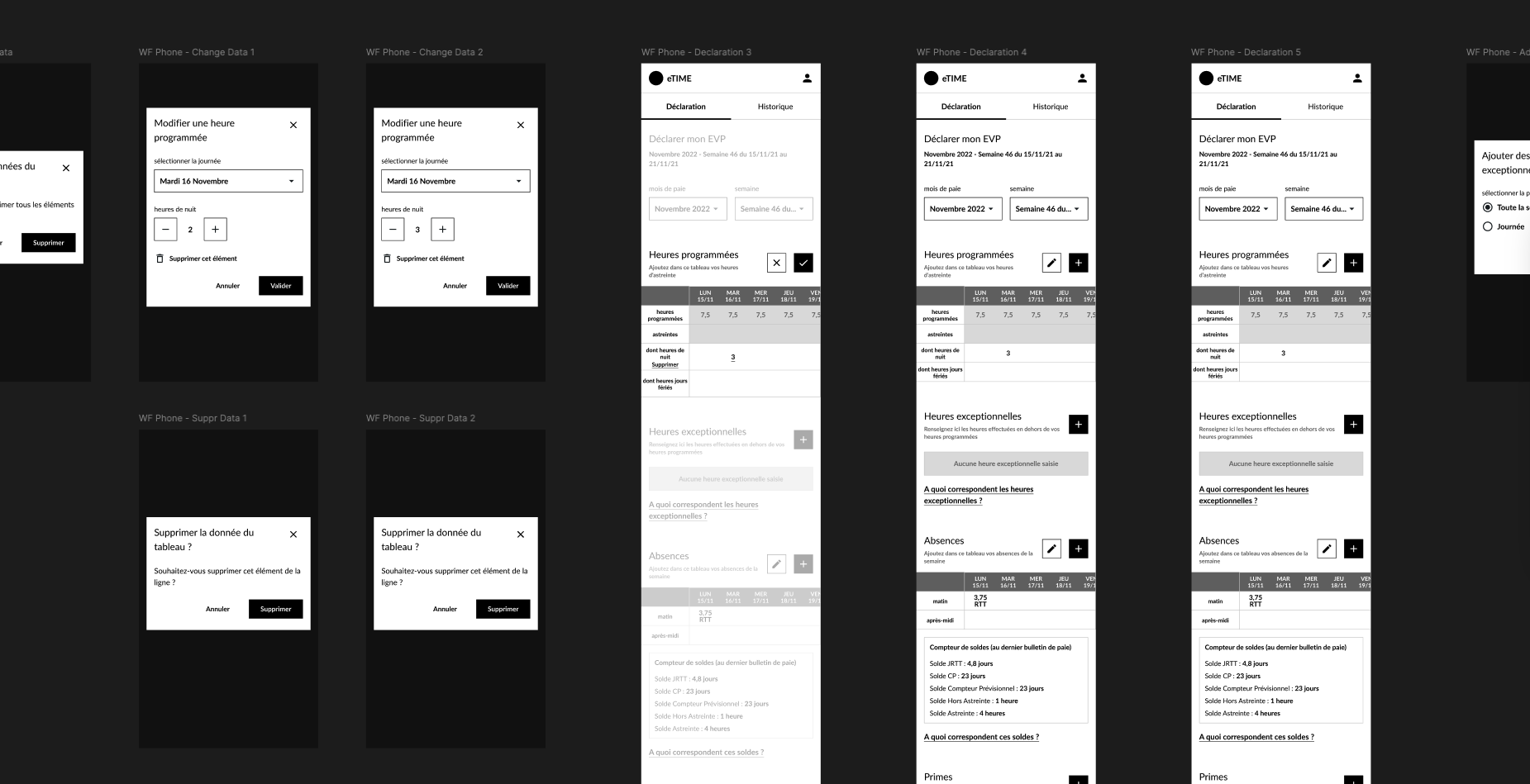 Screen capture wireframes Figma